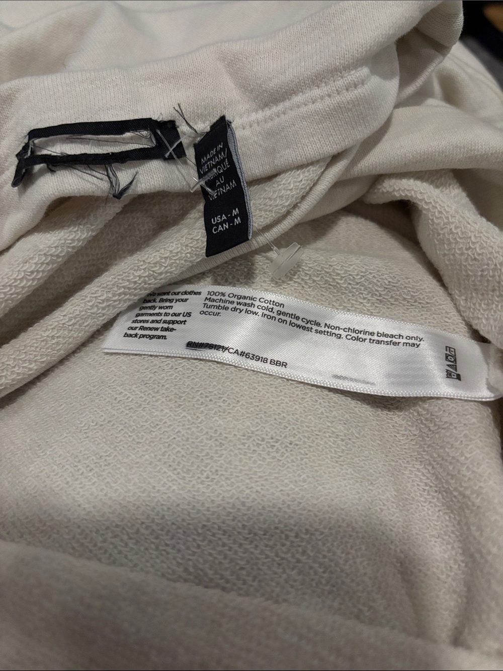 NWOT Eileen Fisher Organic Cotton Bone Funnel Neck Top - Picture 5 of 5